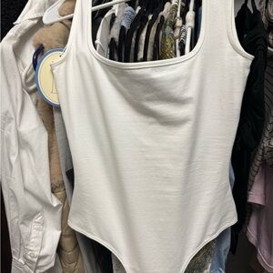 Women's White Scoop Neck Bodysuit